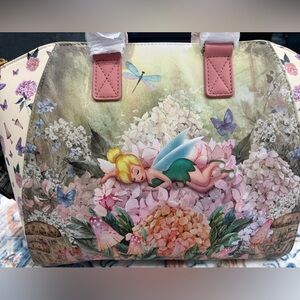 Loungefly Tinkerbell Enchanted Garden Tote with Pink and Green